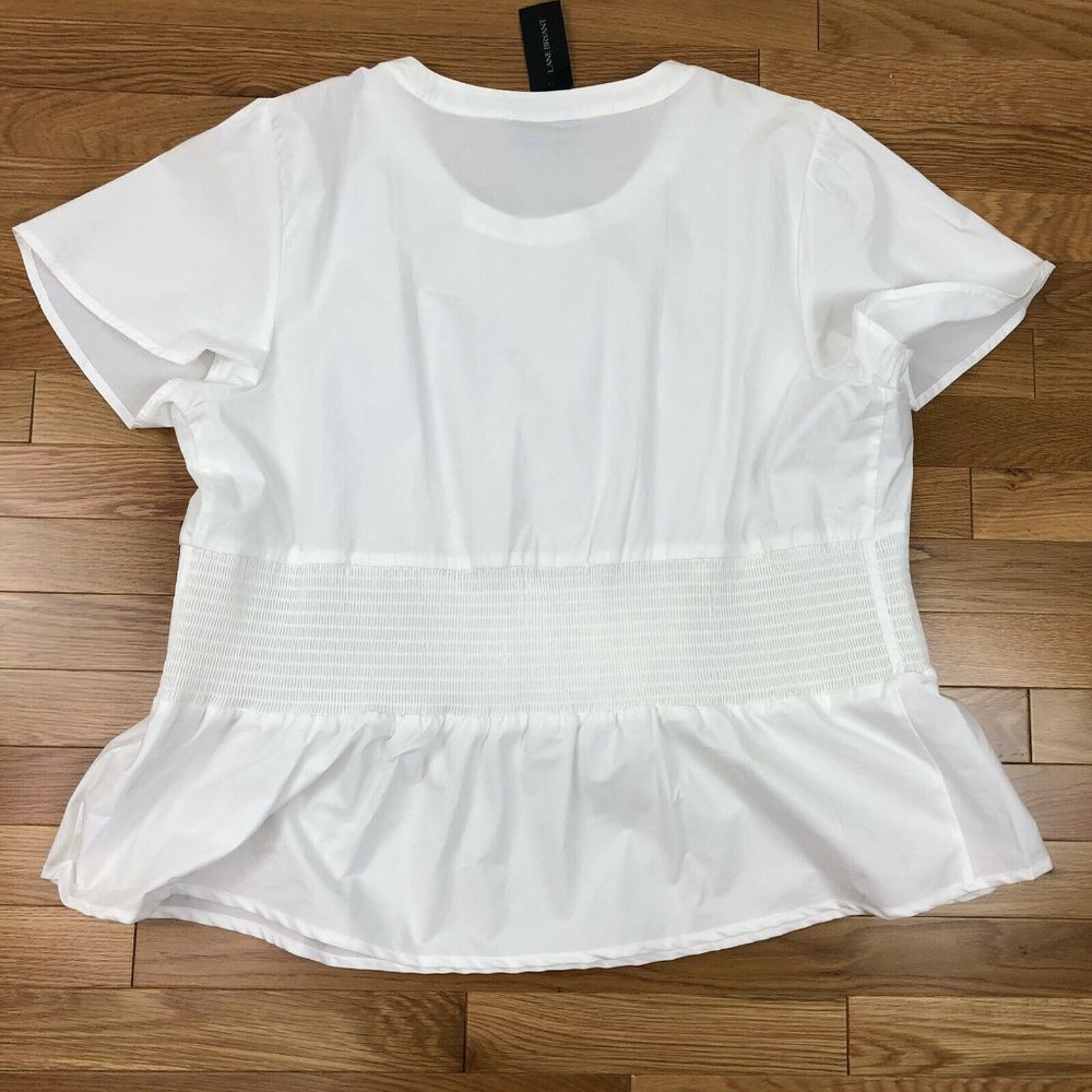 *New Lane Bryant Popover Blouse Top Womens 20 White Ruched Corset Waist Romantic - Picture 7 of 9